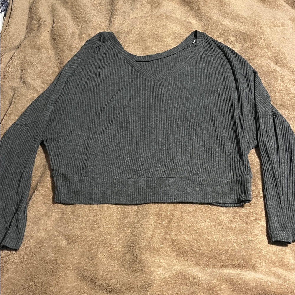 Target Gray Ribbed Pajama Top